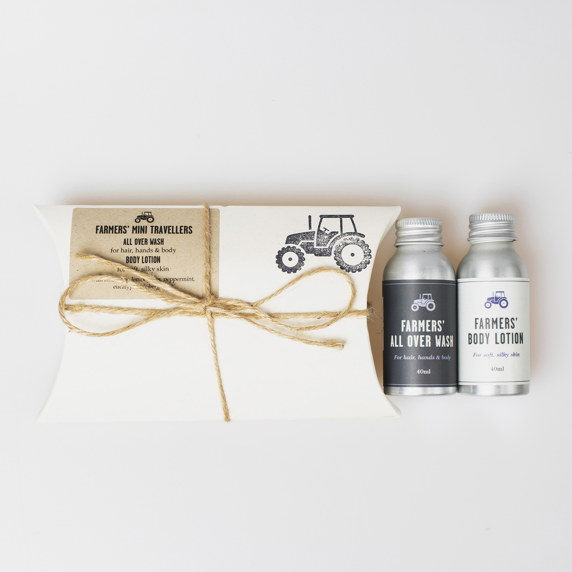 FARMERS' travel set, All Ober Wash and Body Lotion, rosemary, lemongrass, eycalyptus, peppermint, bergamot, vegan, perky range
