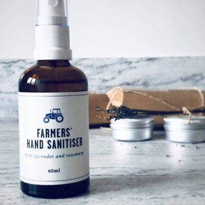 FARMERS' HAND SANITISER in classic amber glass with spray atomiser