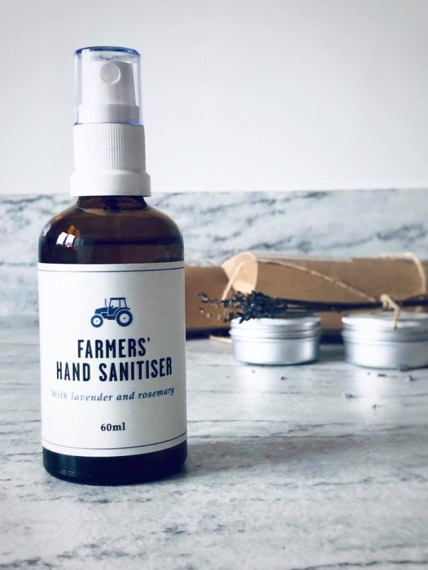 FARMERS' HAND SANITISER in classic amber glass with spray atomiser