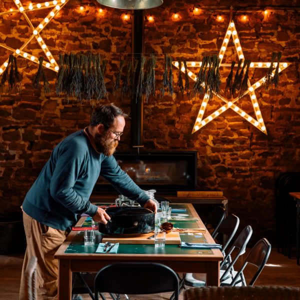 Lunch in the stone barn